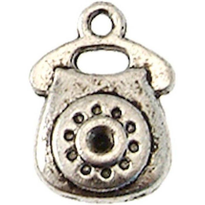 Breloque - MEGACREA - Téléphone - Métal sans nickel - Argenté - 10 pièces