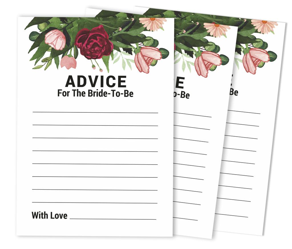 Inkdotpot Floral GreeneryA Advice And Wishes Set Of 50 Bridal Shower Advice Game