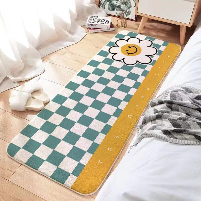 

Minimalist Checkered Non-Slip Bedroom & Living Room Rug 40x120cm Fleece - Skin-friendly