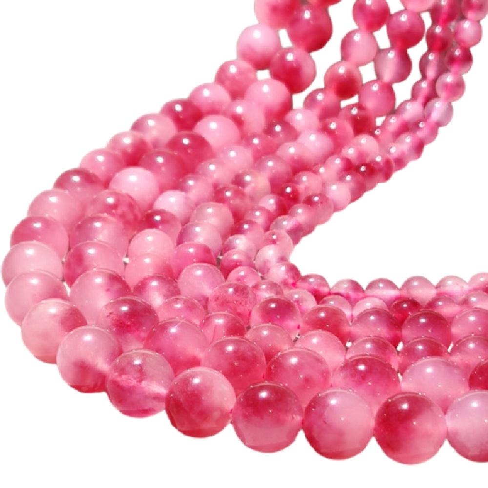 Rose Red Chalcedony Floating Jades Natural Stone 15" Smooth Loose Spacer Beads 4/6/8/10/12mm for Jewelry Making DIY Bracelets Charms Accessories