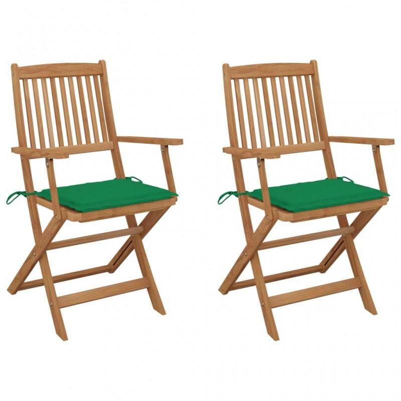 Day and Night - Day and Night Folding Garden Chairs 2 Units and Cushions Solid Acacia Wood