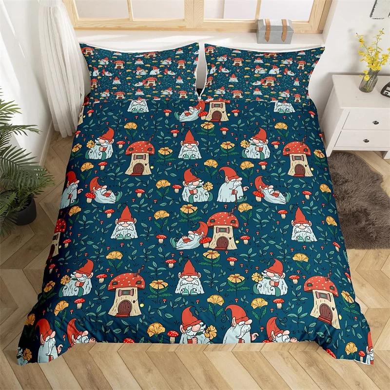 

Cute Gnome Duvet Cover, Ocean Theme Coastal Beach Gnomes Bedding Set For Boys Girls, Seashell Starfish Sealife Comforter Cover EU Single(135x200cm)