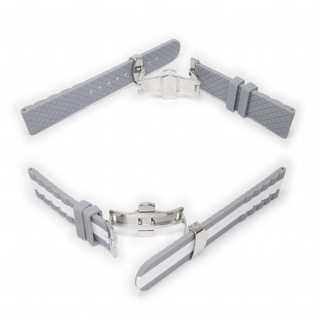 BLANCPAIN X Swatch Exclusive Rubber Strap with D-Buckle (Gray & White)