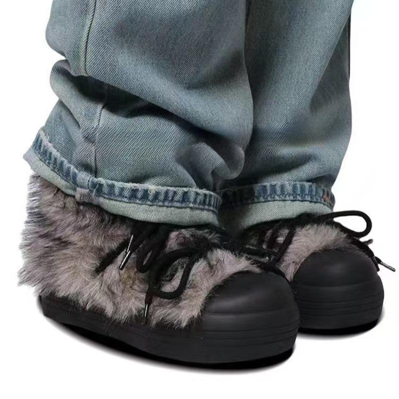 Ankle Flat with Snow Boots Slip-on Round Toe Mid Heel Women's Shoes On Sale 2024 High Quality Solid -tied Women's Boots