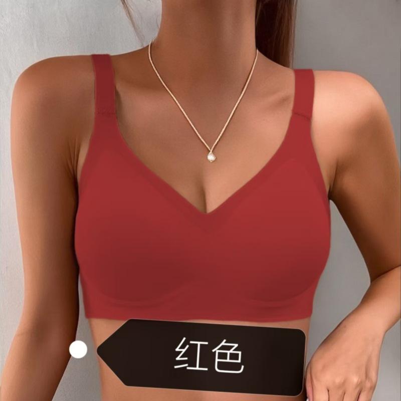 Blue Seamless Wireless Bra with Wide Straps