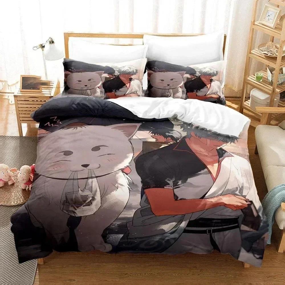 3D Gintama Bedding Set Anime Gintoki Sakata Bedding Set Printed With Pillowcase Duvet Cover Soft Queen King Size Bedclothes Home