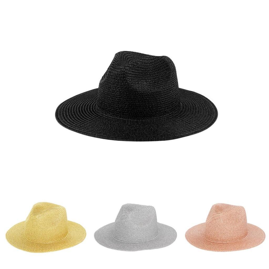 Colored Straw Plain Hat  Outdoor Wide Brim Sun Hats Uv Protection Outings Casual