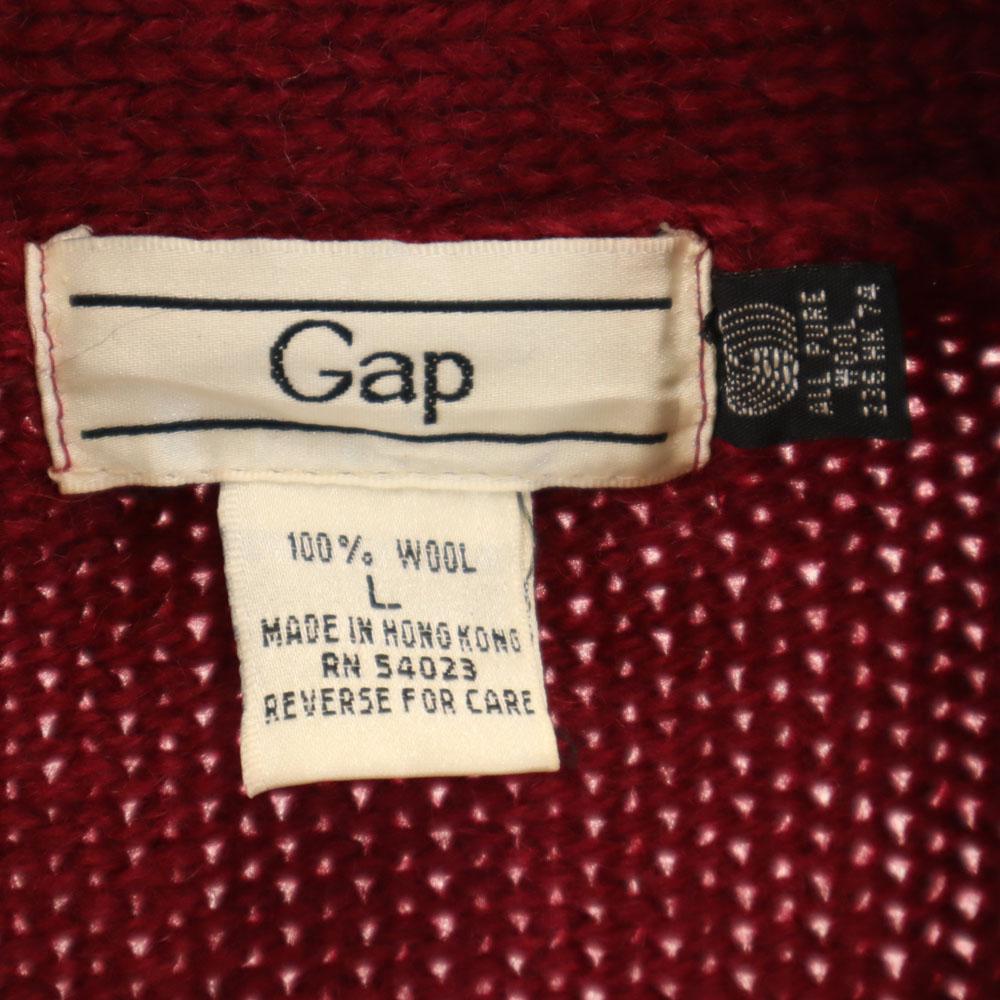 Gap 90s Old Wool Blend Border Pattern Long Sleeve Shawl Collar Sweater Men's Used