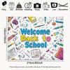 Welcome Back to School Tapestry, Stationery Doodle Background Cloth, Classroom Decor