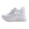Spring Summer Platform Shoes Women Genuine Leather White Shoes Ladies Height Increasing 8cm Casual Sneakers