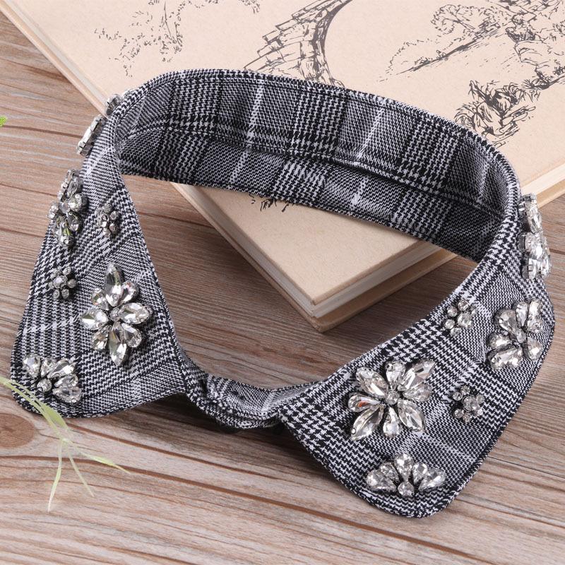 fake false shirt collar rhinestone beaded detachable collars for women decorative choker collar  apparel accessories