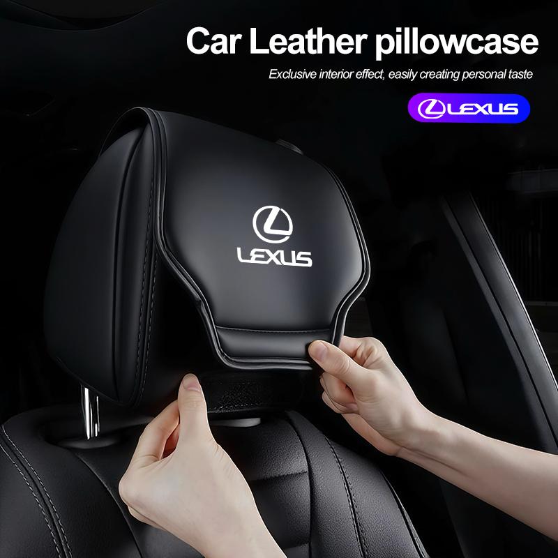 Car Leather Headrest Cover Front Rear Seat Pillow Protective Set For Lexus RX300 IS200 IS250 ES350 Ct200h UX250h NX300h ES300h