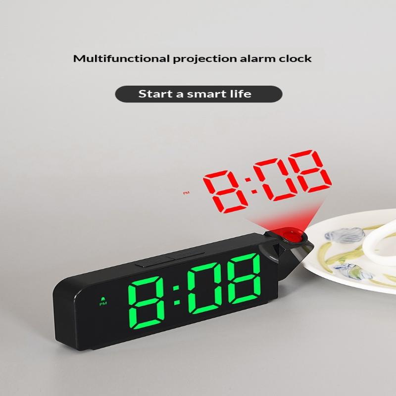USB Powered Projection Alarm Clock TEMP Date Night Mode Power-off Memory Table Clock LED Digital Clock