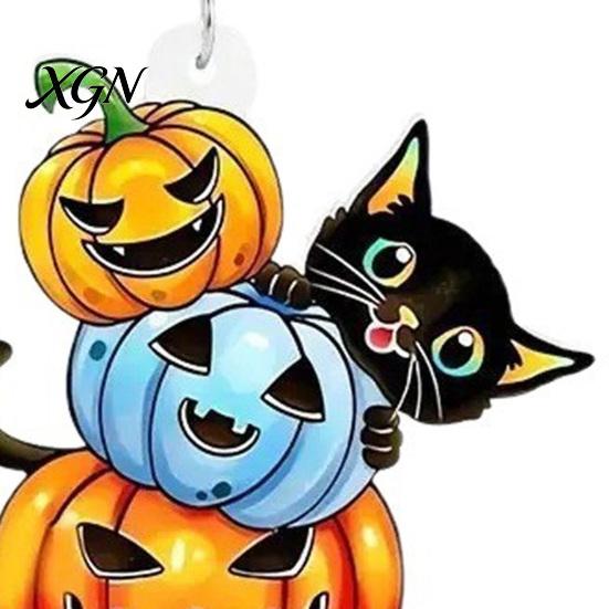 Fun Autumn Seasonal Jewelry 1 Pair Halloween Drop Dangle Earrings for Women, Acrylic Pumpkin Hypoallergenic Sensitive Ears Black Cat Earrings, Holiday