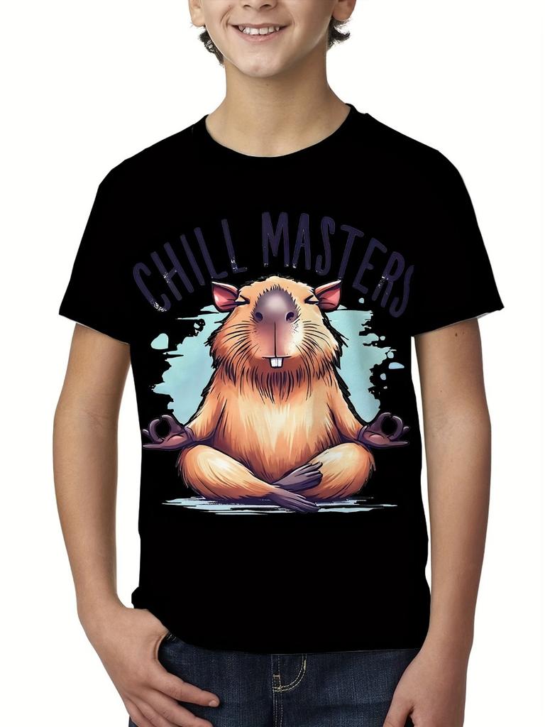 Summer Cute Capybara Boys T-Shirts Short Sleeve Children Top O-Neck Cartoon Graphic T Shirts 3D Print Kids T Shirt Girls Clothes