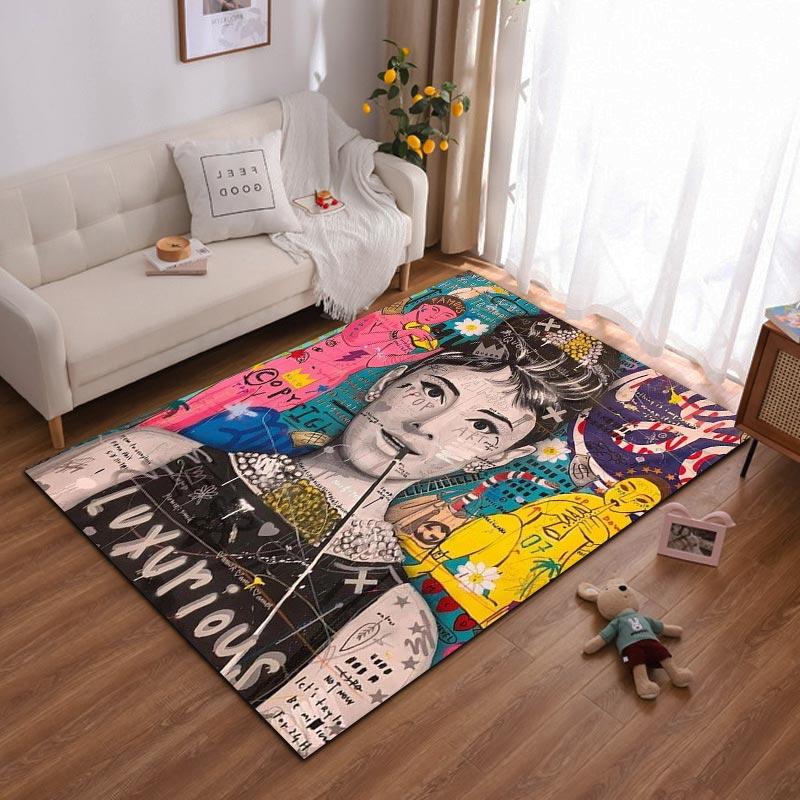 

Portrait Collage Carpet with Audrey Style Art, Graffiti Patterns Suitable for use as an anti-slip for living room bedroom sofas 40x60cm( 15x23in )