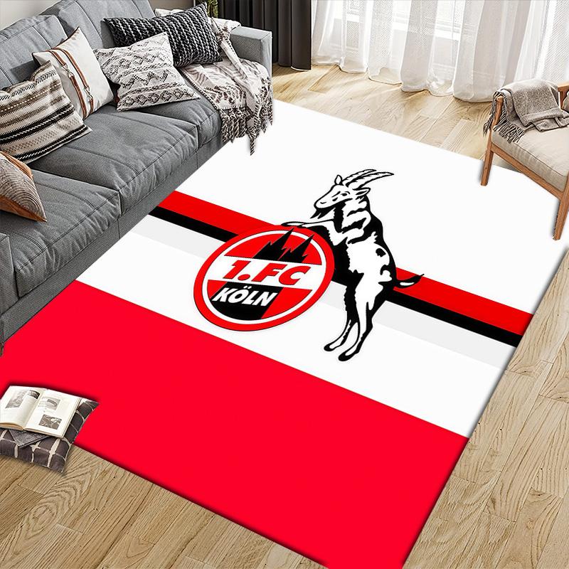 1. Tappeto Quadrato a Fantasia Flanella FC Köln, Tappeto da Area, Tappeto per Soggiorno Camera da Letto Divano Sala Giochi Decorazione, Tappetino Antiscivolo