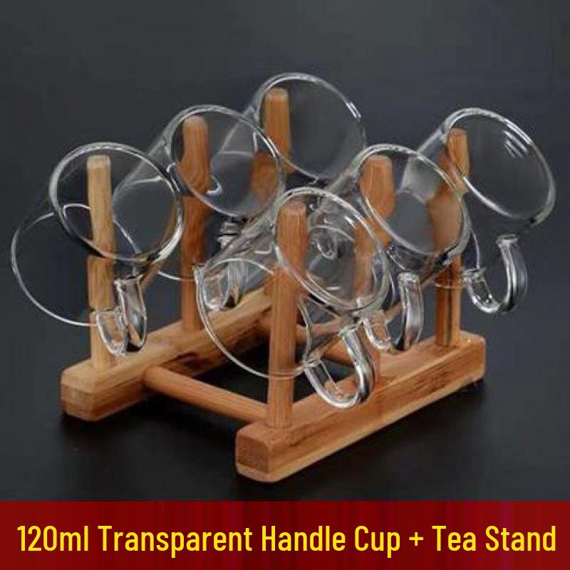 Heat-Resistant Glass Tea Cup with Handle - Household Gongfu Style, Transparent and Thickened for Individual Use
