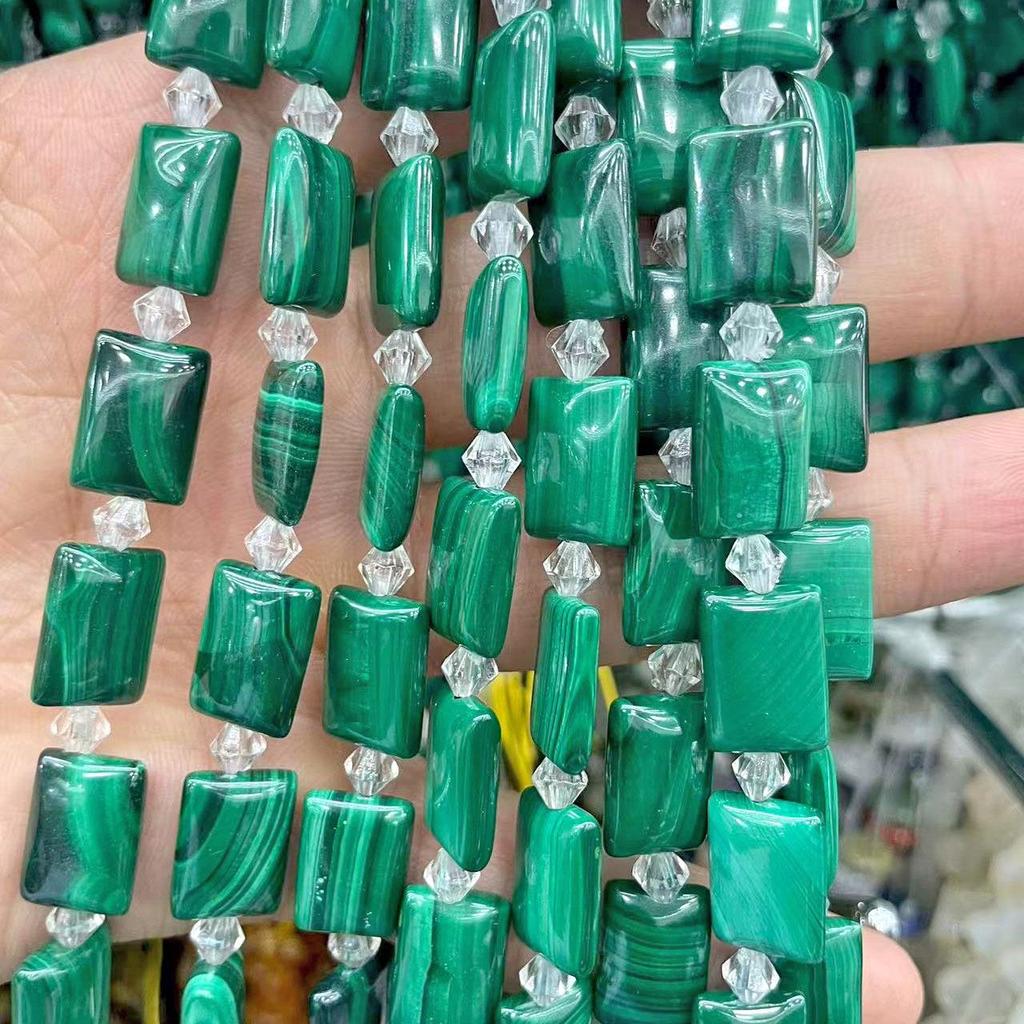 Pure Natural Malachite Tube & Oval Abacus Loose Beads for DIY Bracelet Jewelry