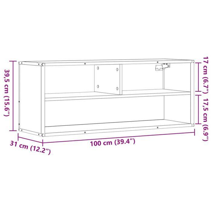 VidaXL Meuble TV sonoma gris 100x31x39,5 cm bois d'ingénierie et métal, support TV, armoire média, console TV, meuble HiFi, 848937