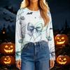 Women's Fashion Casual Long Sleeve Halloween Print Crewneck Top