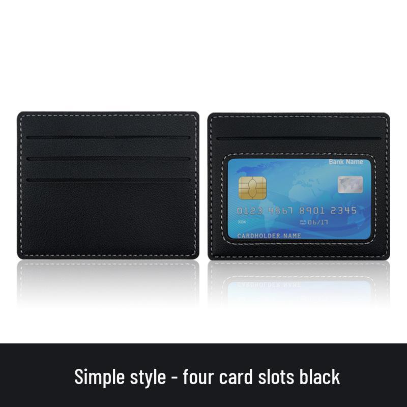 Women's Slim Stitched PU Leather Card Holder with 4 Slots