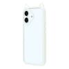 For iPhone 16 Plus Case Cat Ear Design TPU + Acrylic Clear Phone Back Cover