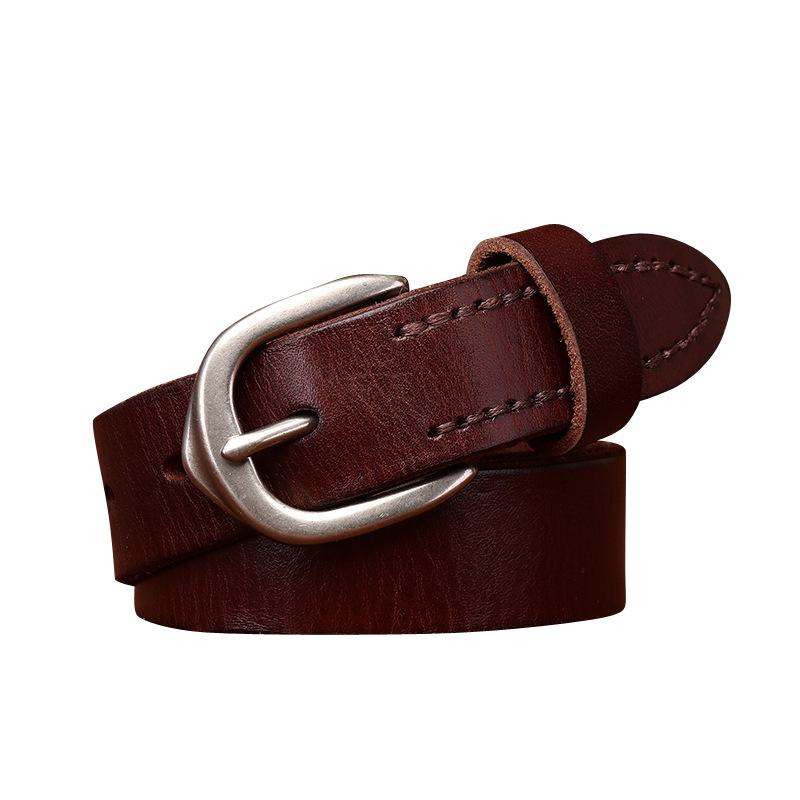 2.8Cm Wide Fashion Versatile Primary Color Belt Women'S Leather First Layer Cowhide College Style Casual Jeans Belt Women