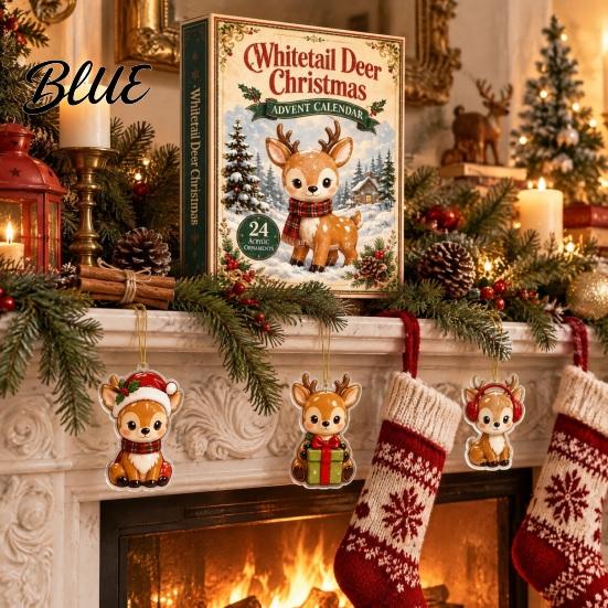 Winter Wonderland Tree Countdown Calendar Christmas Advent Whitetail Deer Decorations 2D Calendar 24-Day with 24