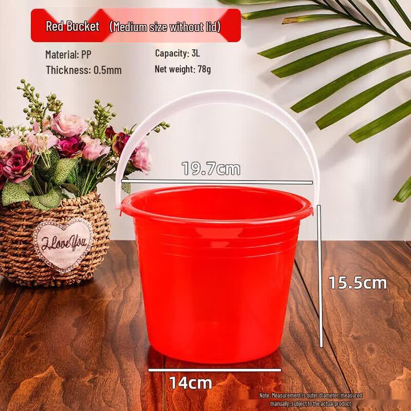 3L Red Plastic Utility Bucket