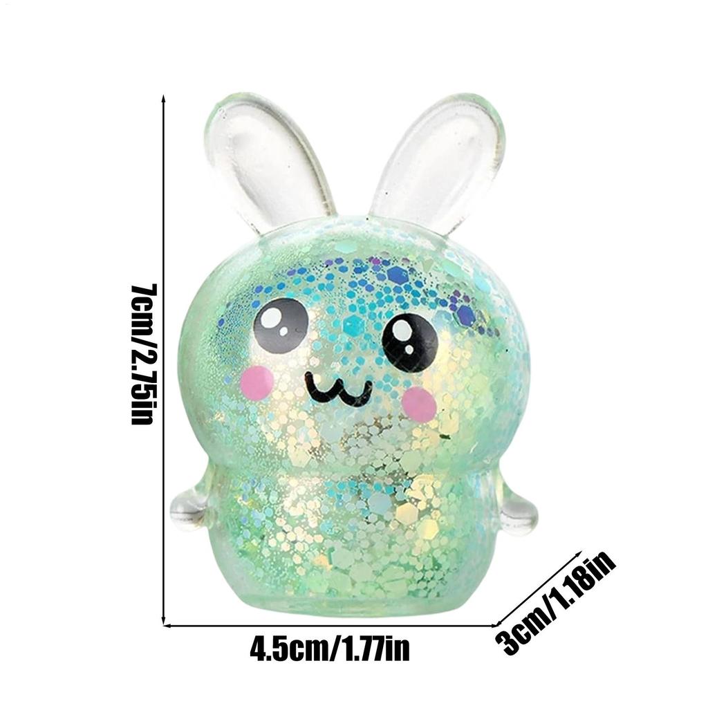 Soft Squeeze Toys Fun Cute Cartoon Soft Glitter Bunny Party Favors Fidget Squeeze Toy for Kids Adults Friends Teens Offices Work
