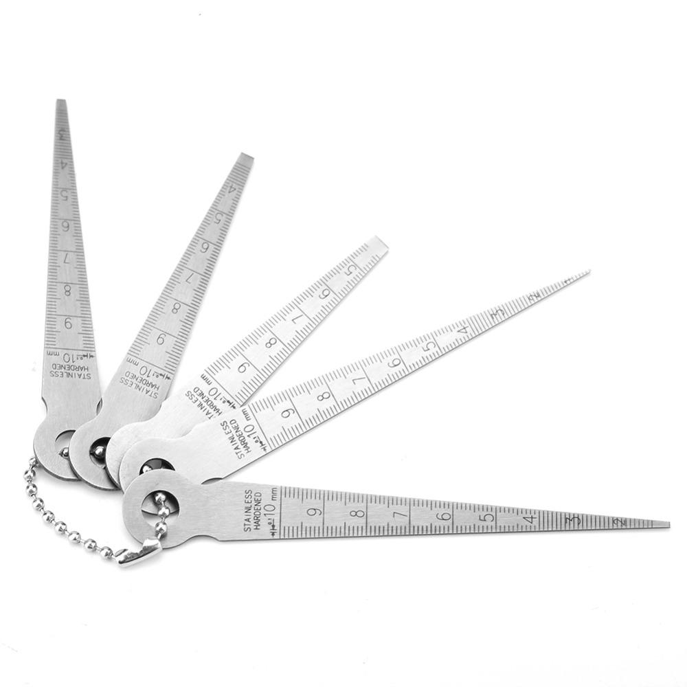 5 Cutters Feeler Gauge 1-10mm Welding Gauge Metric Taper Feeler for Designers Engineers