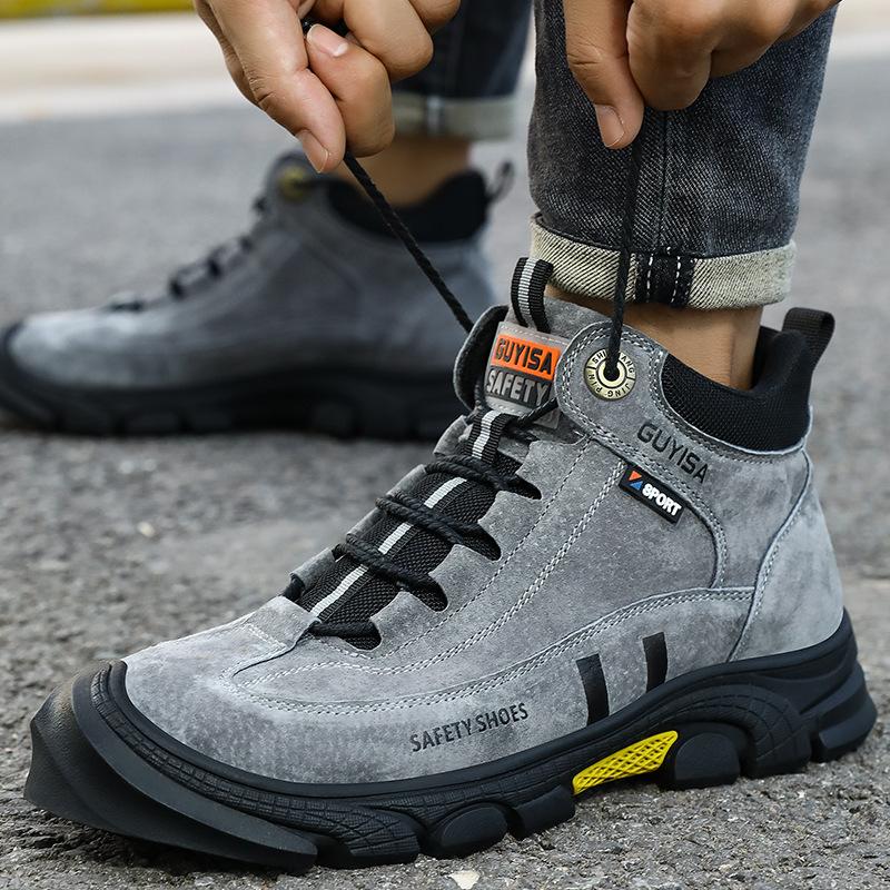Men's Safety Shoes Steel Toe Men's Boots Anti-smash Anti-puncture Work Boot Working Shoes Slip-Resistant Winter Boots Breathe