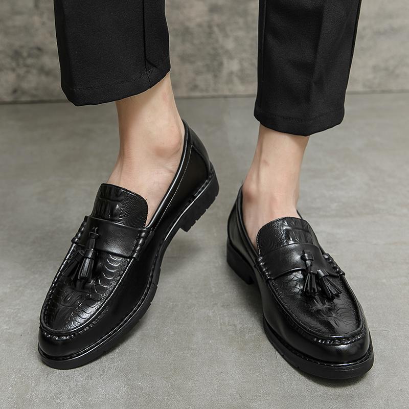 Men Black Loafers Leather Shoes Brown Formal Business Shoes Wedding Dress Prom Shoes Over Sized