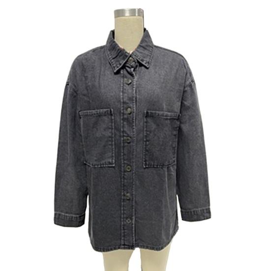 Kadın Kot Gömlekler Oversize Uzun Kollu Düğmeli Ceket Günlük Kot Gömlekler İlkbahar Sonbahar Kıyafetleri