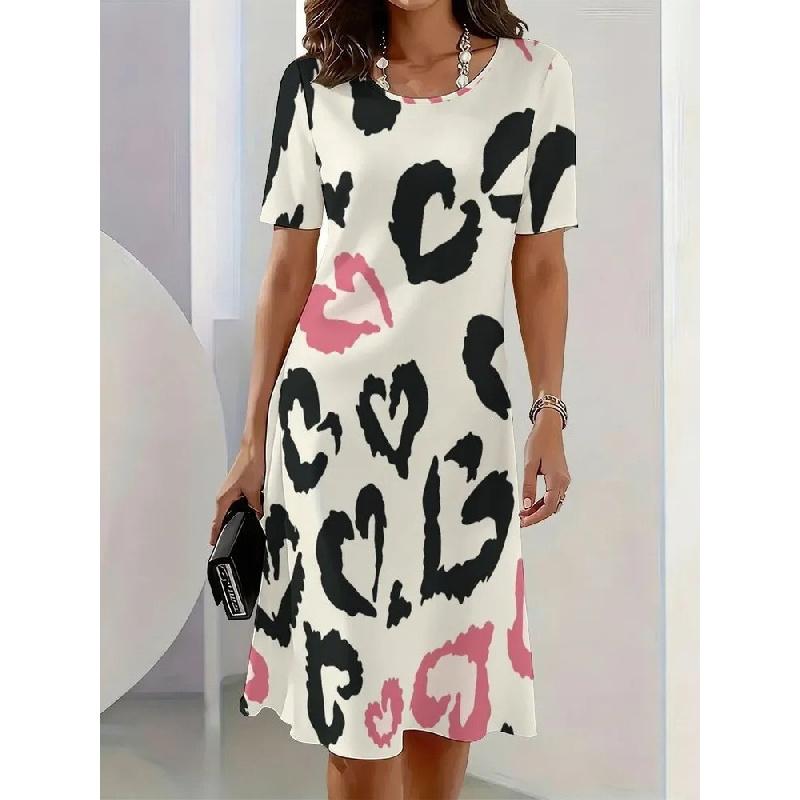 2026 New Women's 3D Digital Print Dress Round Neck Casual Dress