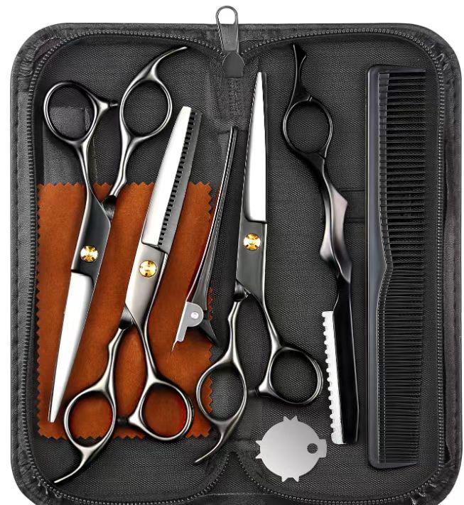 Professional 6" Straight & Thinning Hair Scissors Set for Adults & Kids Haircuts & Bangs