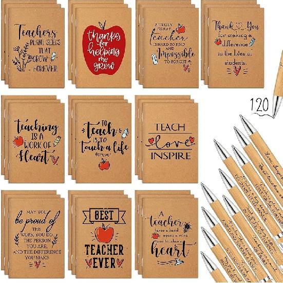 Kosiz 60 Pcs Valentine Teacher Appreciation Gift Bulk Thank You Kraft Notebooks Set Motivational Mini Journal Notebook Inspirational Party Bamboo