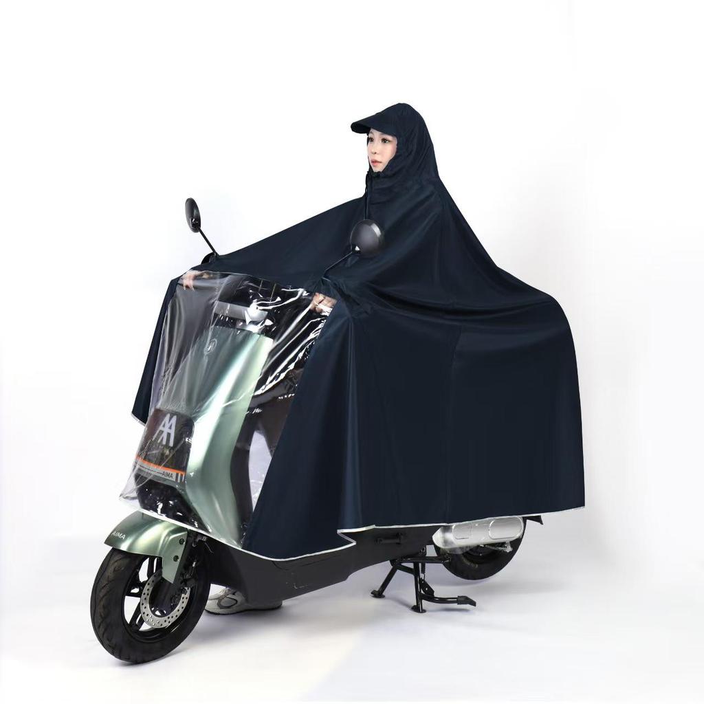 Thickened & Extended Electric Bike and Motorcycle Raincoat for Helmet Use