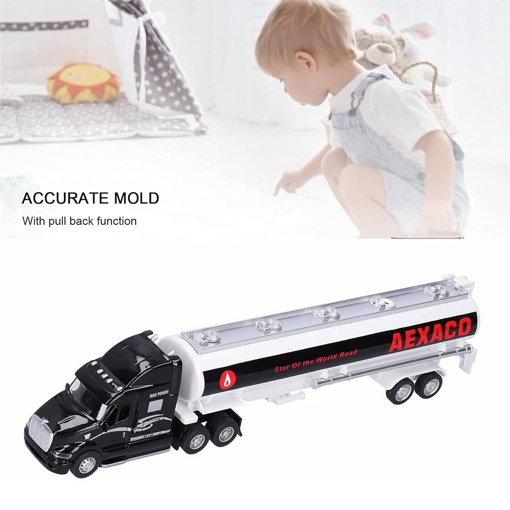 1/48 LKW-Anhänger-Spielzeug, Öltanker-LKW-Spielzeugfahrzeug aus Legierung, abnehmbares Öltransportfahrzeug mit Rückziehfunktion, mit Ton und Licht für Kinder