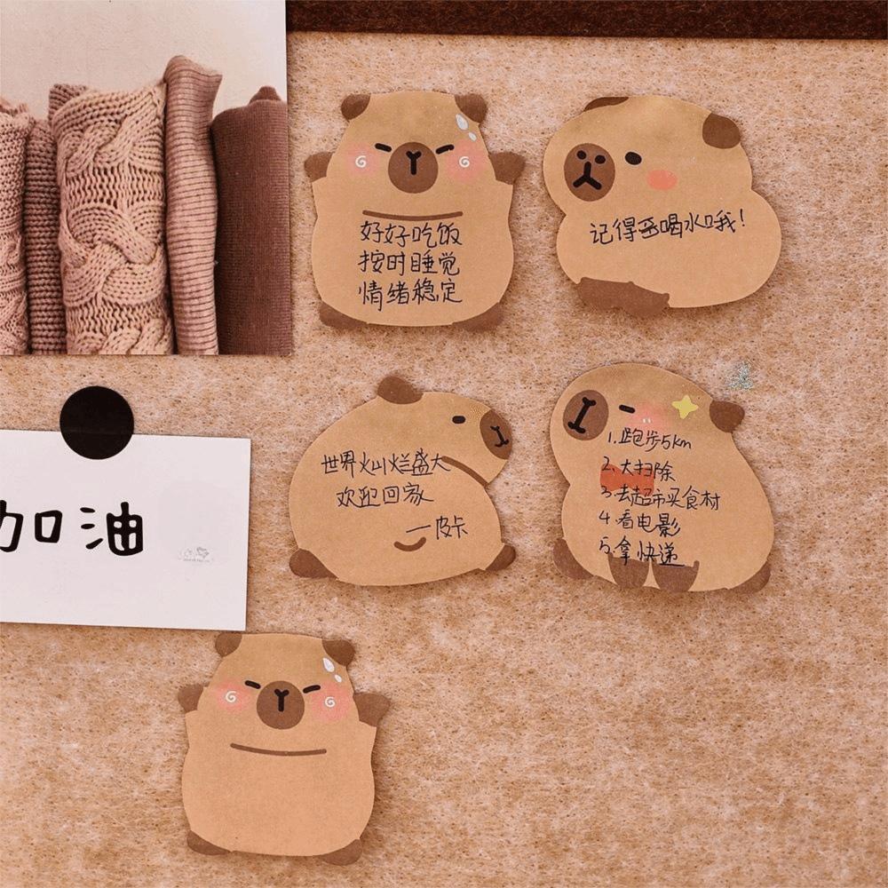 4 Pcs/Bag Durable Capybara Memo Pad Kawaii Message Paper Ins Style Cartoon Notepad  Students