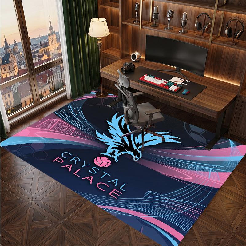 Crystal Palace Football Print Crystal Velvet Rug, Comfortable Water Absorbent Non Slip Indoor Floor Carpet