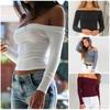Premium Quality Mode Femme Decollete Crop Top With Long Sleeves For Stylish Comfort