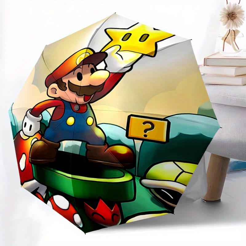 1pc Mario Adventure Automatic Open/close Folding Portable Umbrella with 8-Rib Structure for Women/Men, All-Season Use A0901043