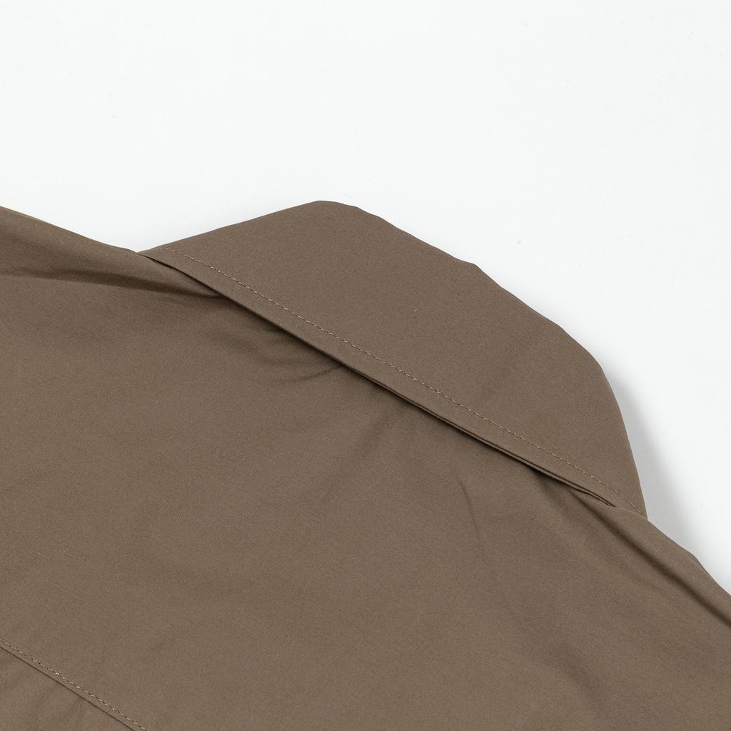 AMI Classic Autumn Chest Pocket with Same Color Heart Embroidery Logo, Casual Cotton Solid Color Short Sleeved Shirt