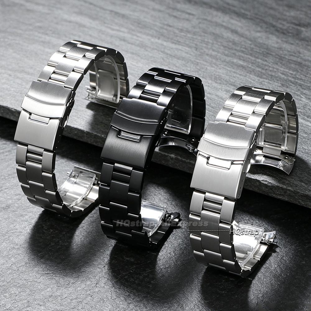 New Curved End Stainless Steel Band 18mm 19mm 20mm 21mm 22mm 24mm for Seiko SKX007/SKX009 Diver Watch for Jubilee Solid Bracelet