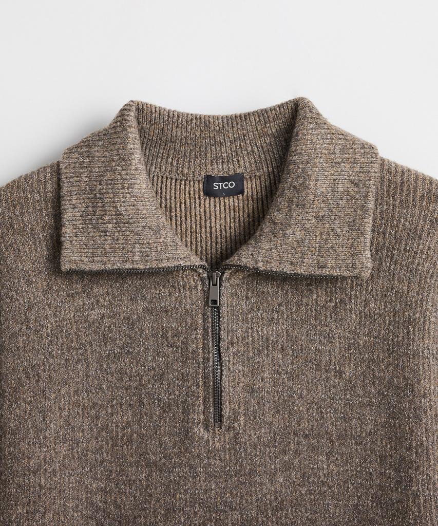 STCO Hug Me_Half-Zip Collar Knit_Brown (Semi-Oversized Fit)_Sktxd62Nsh