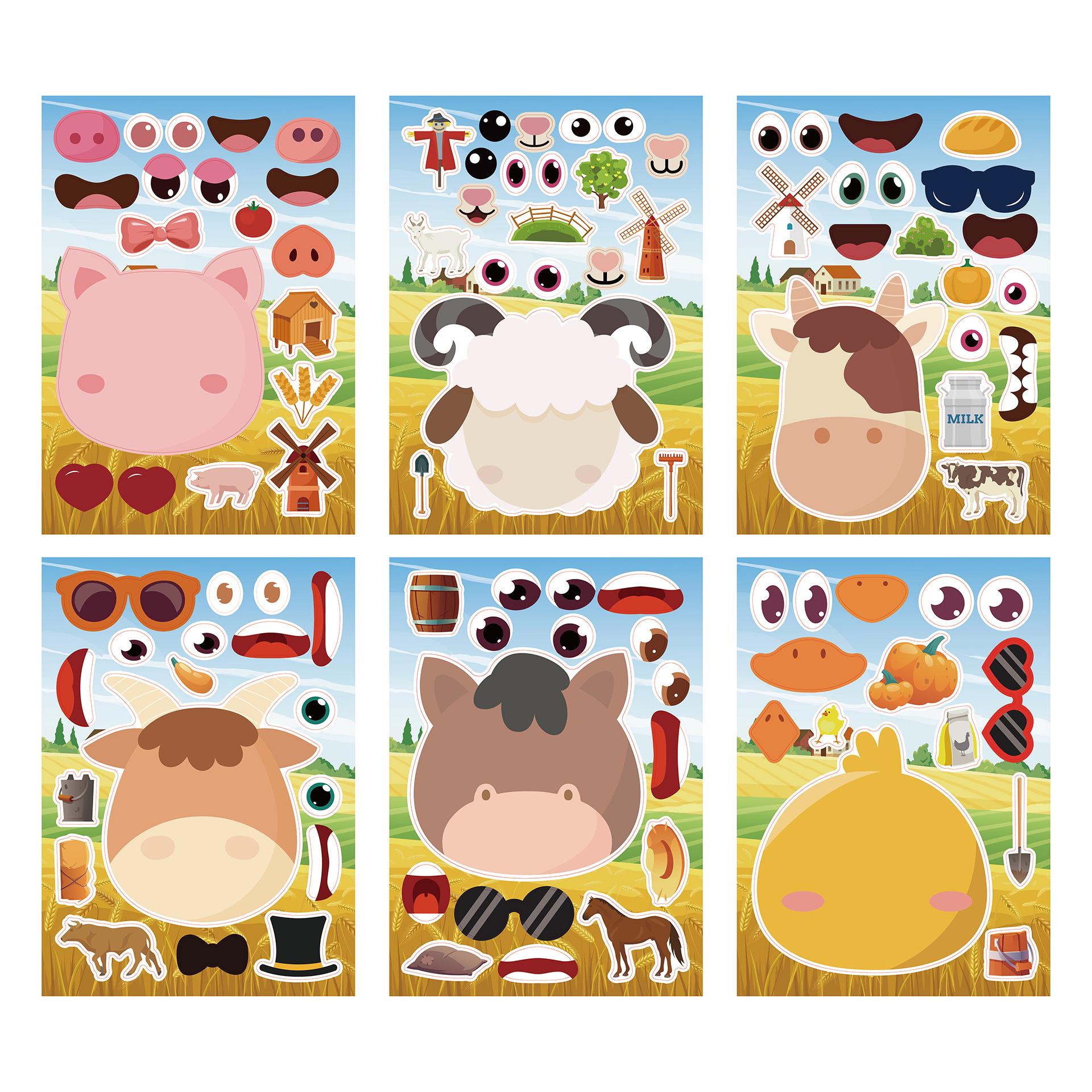 

Children s Farm Animal Puzzle Stickers: Interactive Parent-Child Anime DIY Set Pre-sale 06 sheets/package