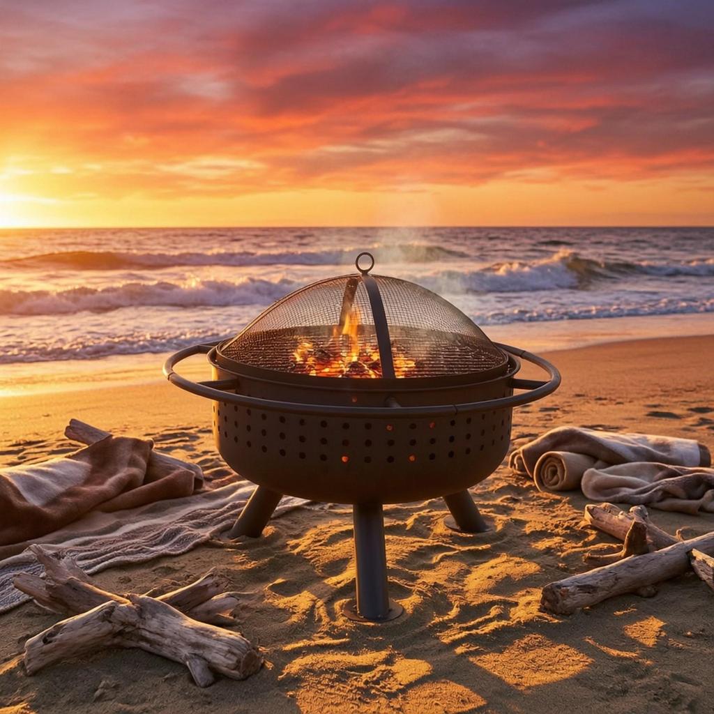 Outdoor Fire Bowl with Cooking Grate Long-Lasting Grill