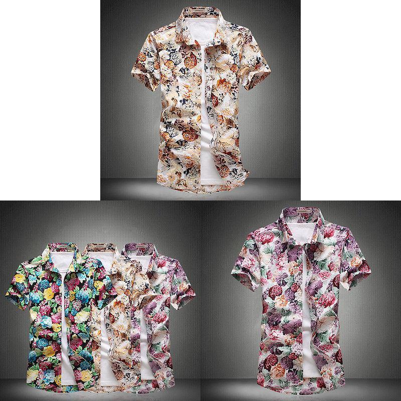 Stylish Summer Casual Floral Short Sleeve Shirt For Men In Plus Sizes With Comfortable Fit